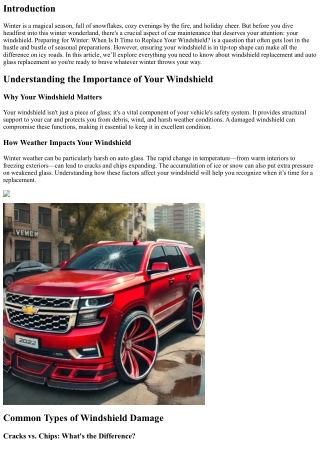 Preparing for Winter: When Is It Time to Replace Your Windshield?