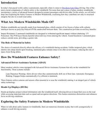 Exploring the Safety Features in Modern Windshields