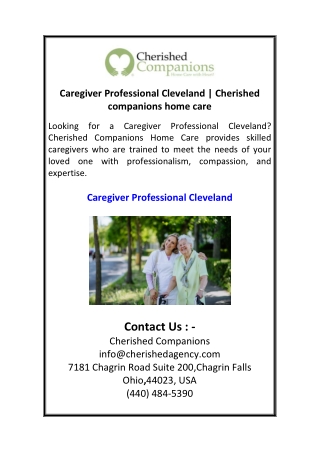 Caregiver Professional Cleveland  Cherished companions home care