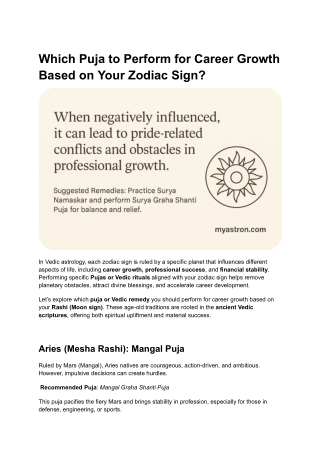Which Puja to Perform for Career Growth Based on Your Zodiac Sign