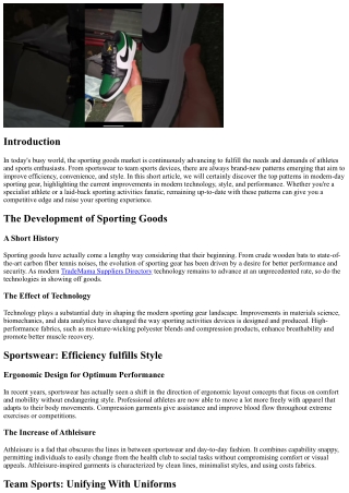 Leading Patterns in Modern Sporting Gear