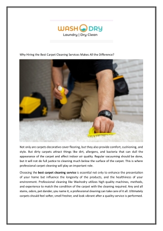 Why Hiring the Best Carpet Cleaning Services Makes All the Difference
