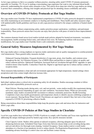 What Are the COVID-19 Safety Protocols at Hot Yoga Studios Near Clearlake TX in