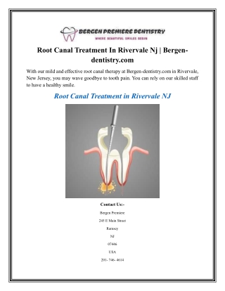 Root Canal Treatment In Rivervale Nj Bergen-dentistry.com