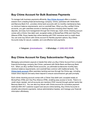 Buy Chime Account for Bulk Business Payments