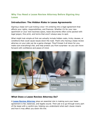 Why You Need a Lease Review Attorney Before Signing Any Lease