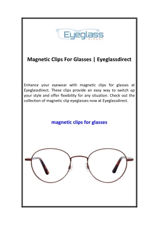 1 Magnetic Clips For Glasses  Eyeglassdirect