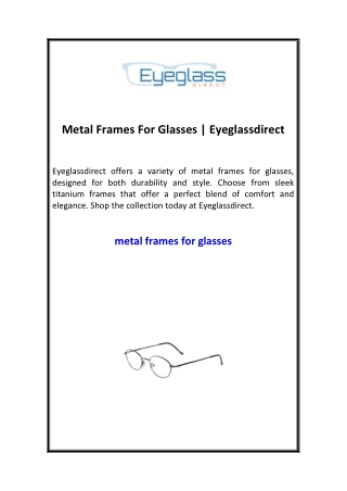 Metal Frames For Glasses  Eyeglassdirect