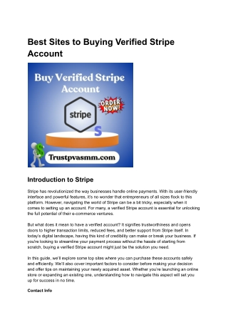 Best Sites to Buying Verified Stripe Account