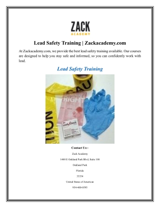 Lead Safety Training Zackacademy.com