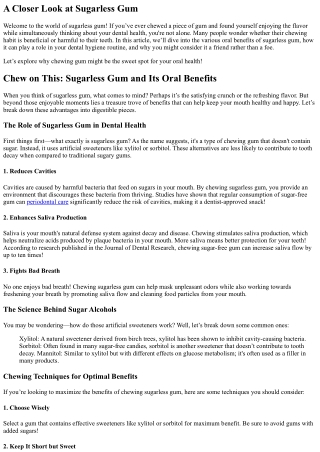 Chew on This: Sugarless Gum and Its Oral Benefits