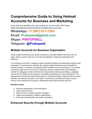 Bulk Creation of Hotmail Accounts for Marketing