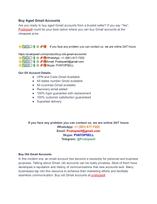 Buy Aged Gmail Accounts