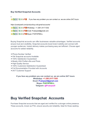 Buy Verified Snapchat Accounts