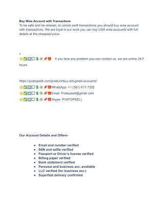 Buy Wise Account with Transactions