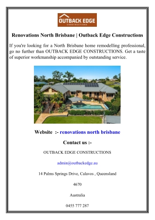 Renovations North Brisbane   Outback Edge Constructions