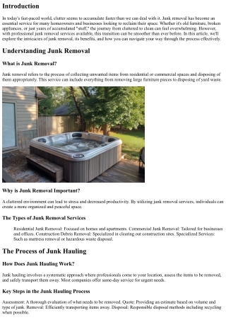 From Cluttered to Clean: The Journey of Junk Removal