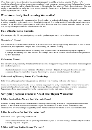 Getting through the World of Roof Replacement Manufacturer's Warranties: What Yo