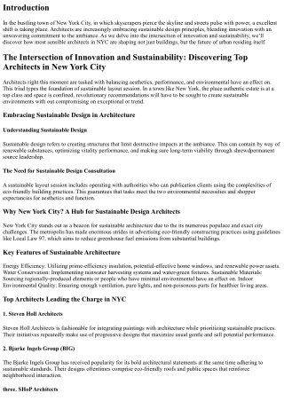 The Intersection of Innovation and Sustainability: Discovering Top Architects in