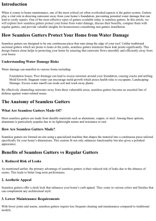 How Seamless Gutters Protect Your Home from Water Damage