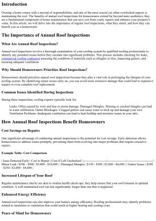 The Benefits of Annual Roof Inspections for Homeowners