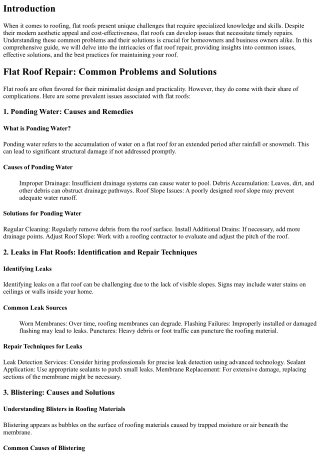 Flat Roof Repair: Common Problems and Solutions