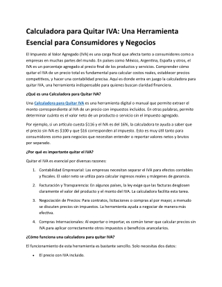 Calculadora para Quitar IVA