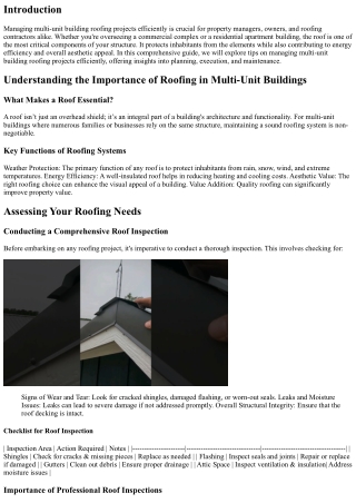 Tips on Managing Multi-Unit Building Roofing Projects Efficiently