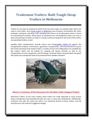 Tradesman Trailers Built Tough Cheap Trailers in Melbourne