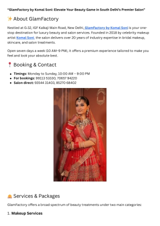“GlamFactory by Komal Soni Elevate Your Beauty Game in South Delhi’s Premier Salon” (1)