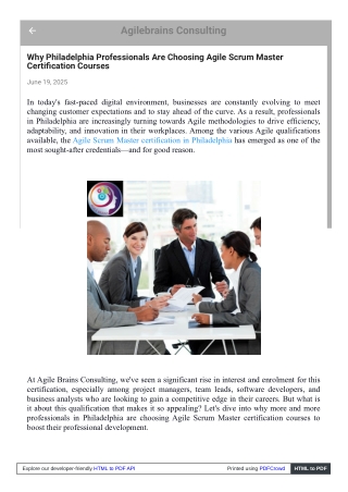 Agile Scrum Master certification  Philadelphia