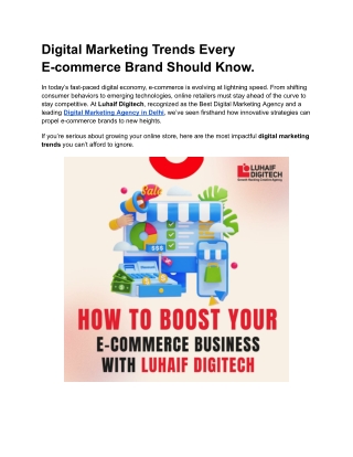 Digital Marketing Trends Every E-commerce Brand Should Know