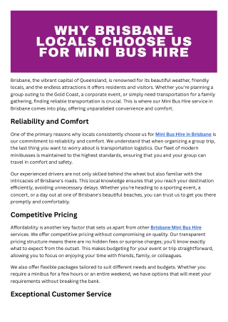 Why Brisbane Locals Choose Us for Mini Bus Hire