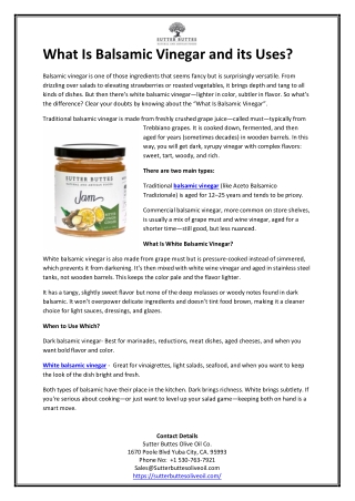 What Is Balsamic Vinegar and its Uses