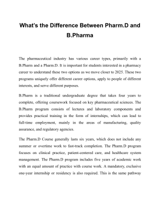 What’s the Difference Between Pharm.D and B.Pharm – Explained for 2025 Aspirants