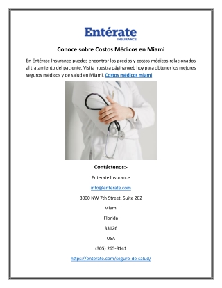 Conoce sobre Costos Médicos en Miami