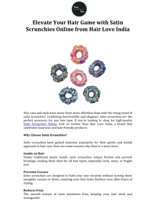 Elevate Your Hair Game with Satin Scrunchies Online from Hair Love India