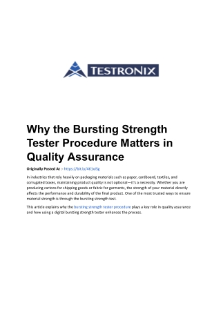 Why the Bursting Strength Tester Procedure Matters in Quality Assurance.docx