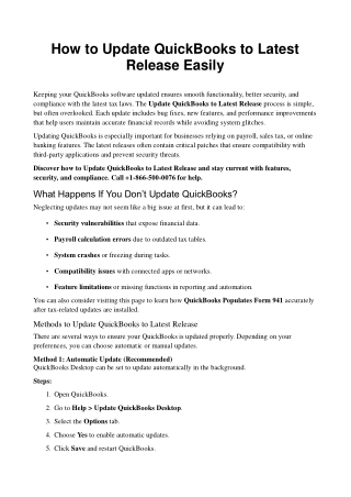 How to Update QuickBooks to the Latest Release