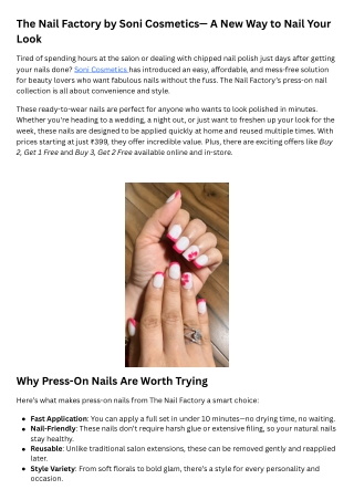 The Nail Factory by Soni Cosmetics— A New Way to Nail Your Look