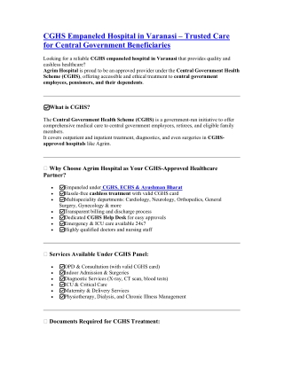 CGHS Empaneled Healthcare in Varanasi