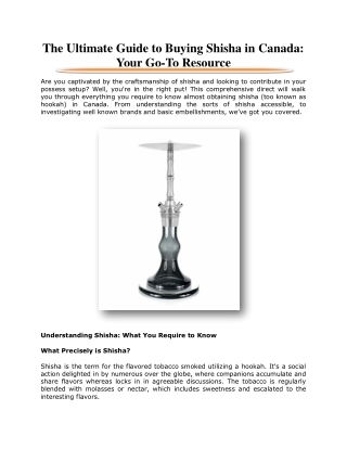 The Ultimate Guide to Buying Shisha in Canada: Your Go-To Resource