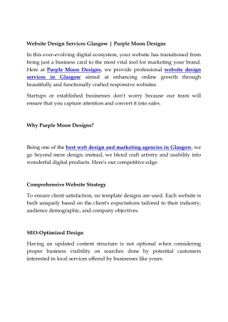 Website Design Services Glasgow | Purple Moon Designs