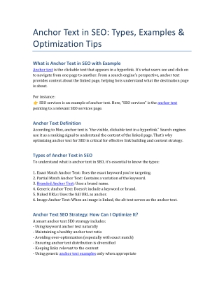 Anchor Text SEO Strategy: Definitions, Types, and Examples