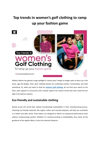 Top trends in women’s golf clothing to ramp up your fashion game