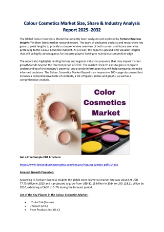 Colour Cosmetics Market Outlook: Key Trends & Forecast 2025–2032