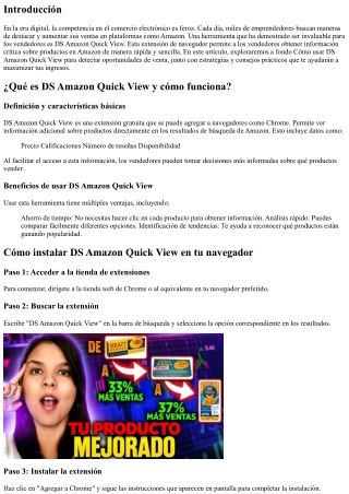 Cómo usar DS Amazon Quick View para detectar oportunidades de venta