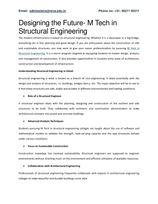 Designing the Future- M Tech in Structural Engineering
