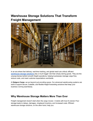 Warehouse Storage Solutions That Transform Freight Management