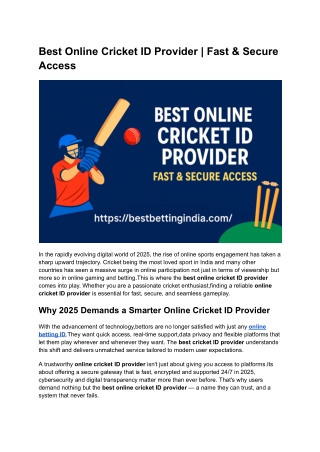 Best Online Cricket ID Provider _ Fast & Secure Access